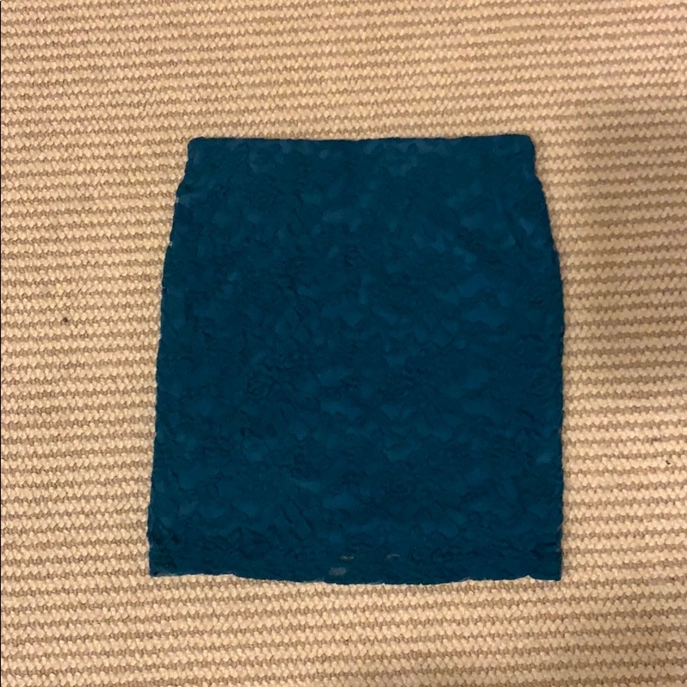 Nordstrom Lush Floral Mesh Turquoise Bodycon Skirt